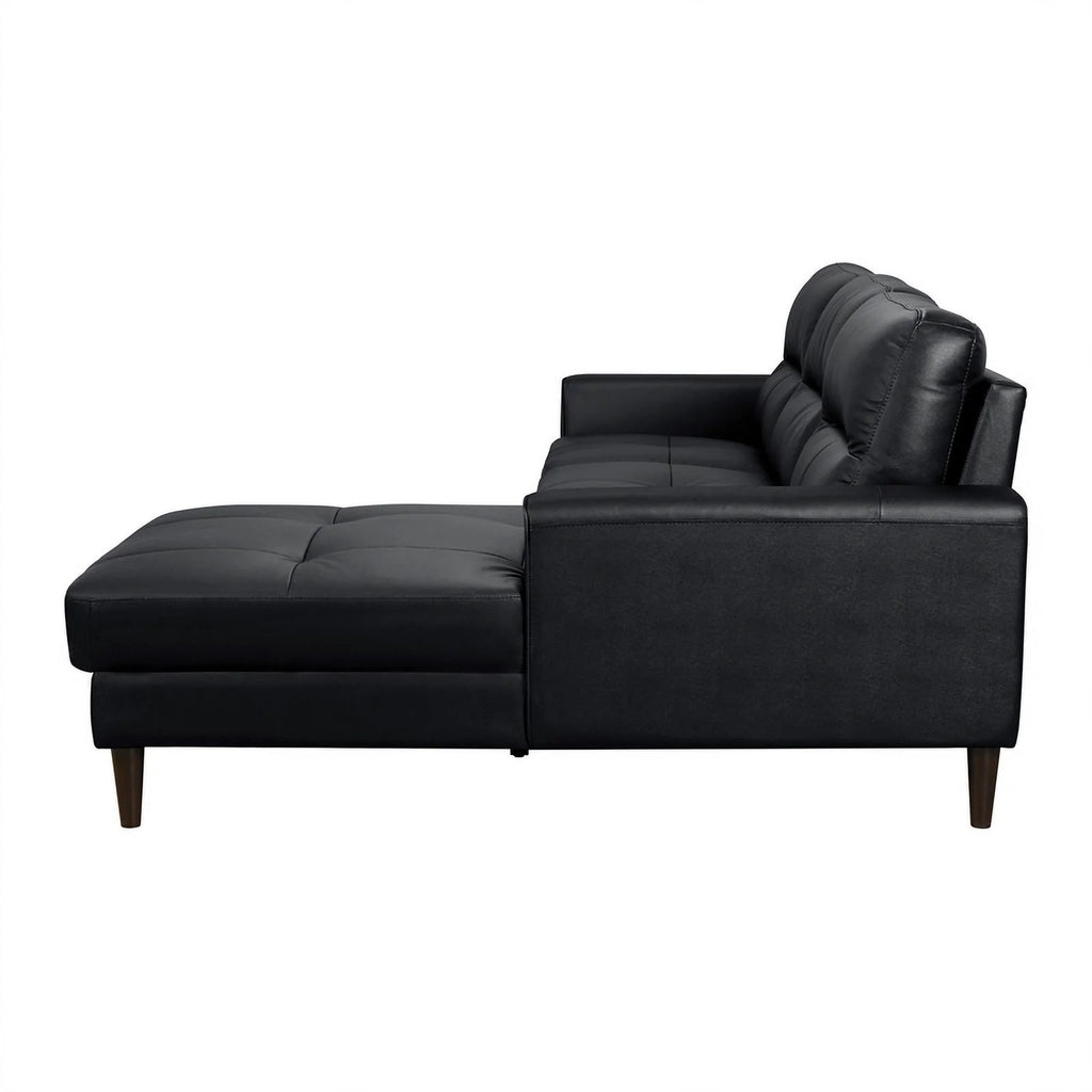 Black 2-Piece Leather Match Sectional with Right Chaise O9487