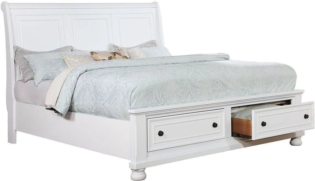 California King Size White Storage Bed L6835