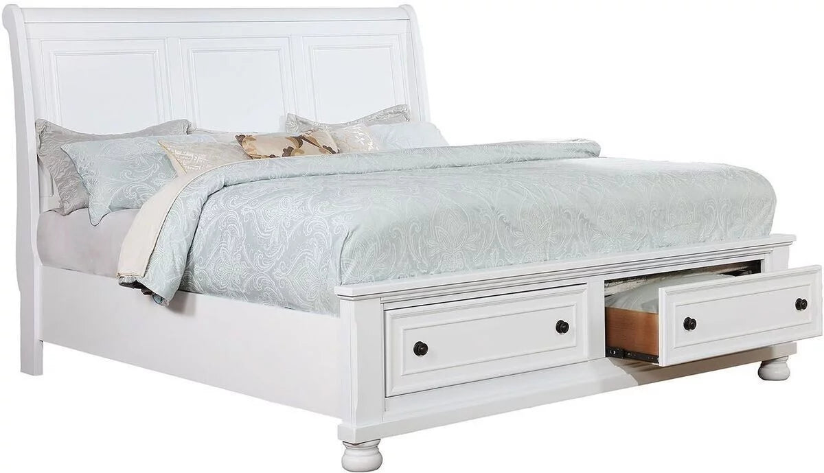 California King Size White Storage Bed L6835