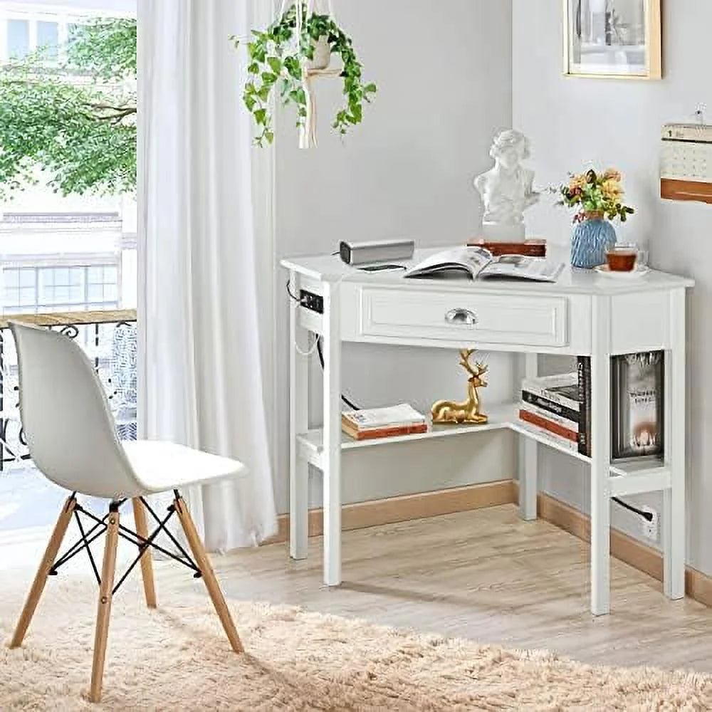 L Shaped Corner Computer Desk with Power Outlets G23282