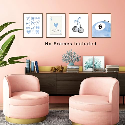 Pink Coquette Preppy Wall Art Prints Set of 4 B426