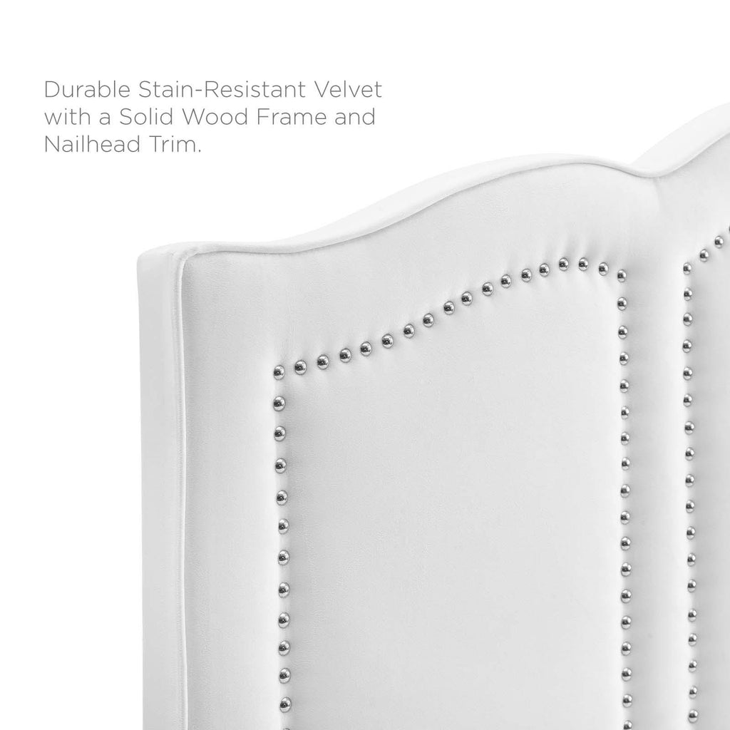 White Performance Velvet Headboard F2264