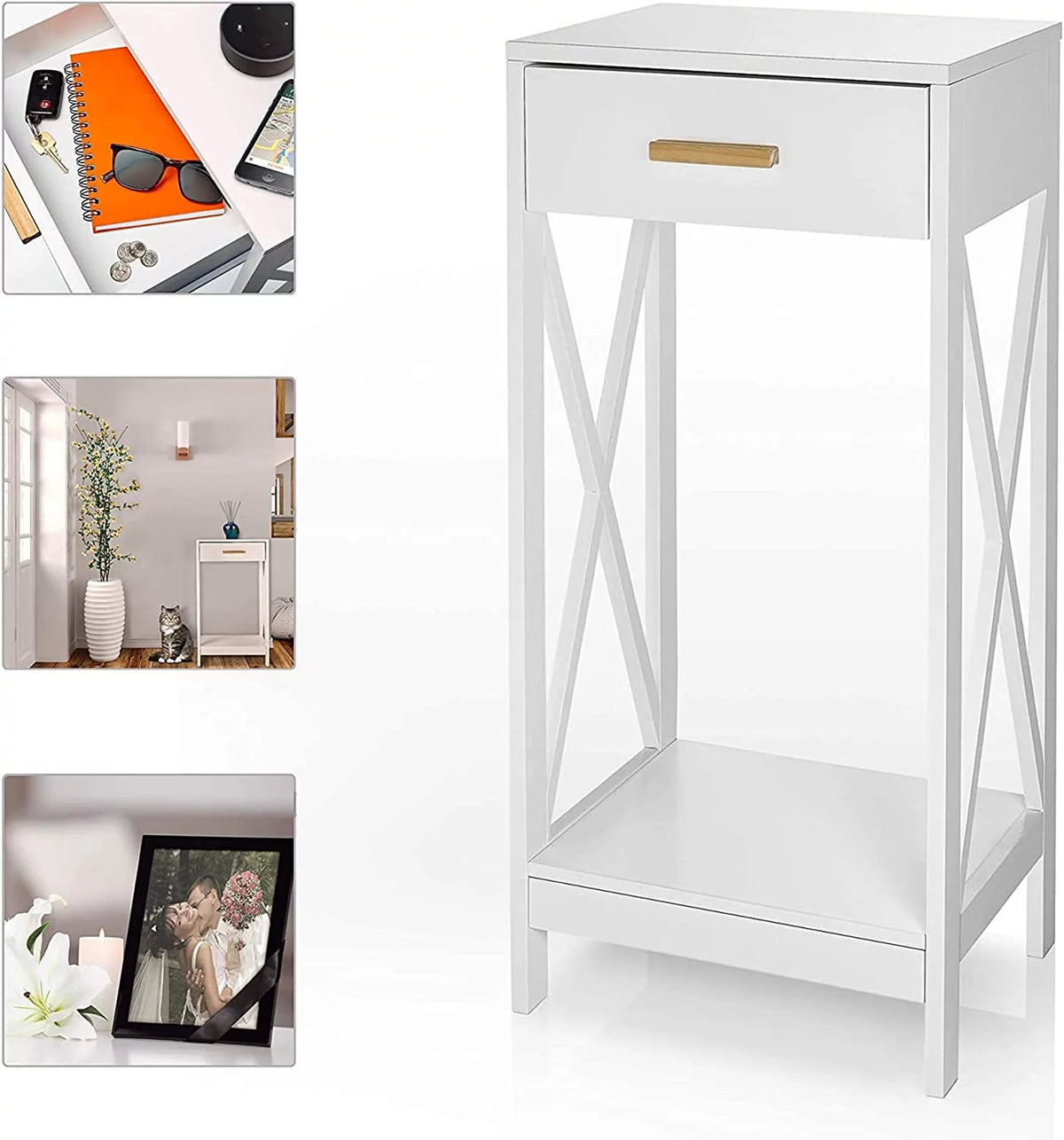Modern Side Table and Nightstand with Single Drawer J980115