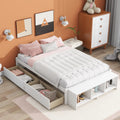 White Full Size Platform Bed with Storage Shelves and Drawer Z247