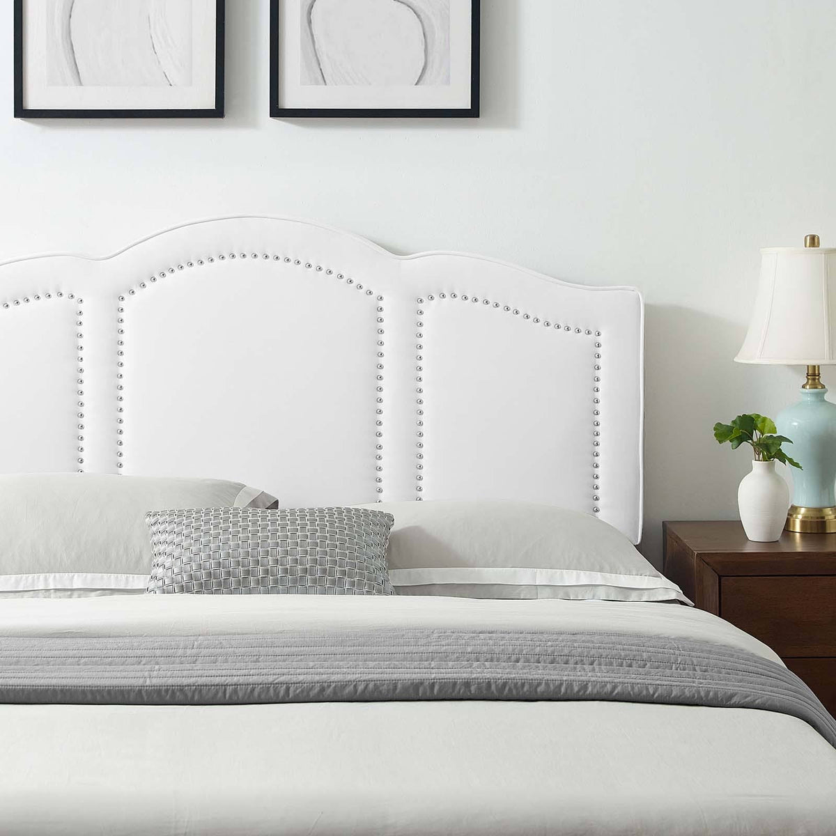 White Performance Velvet Headboard F2264