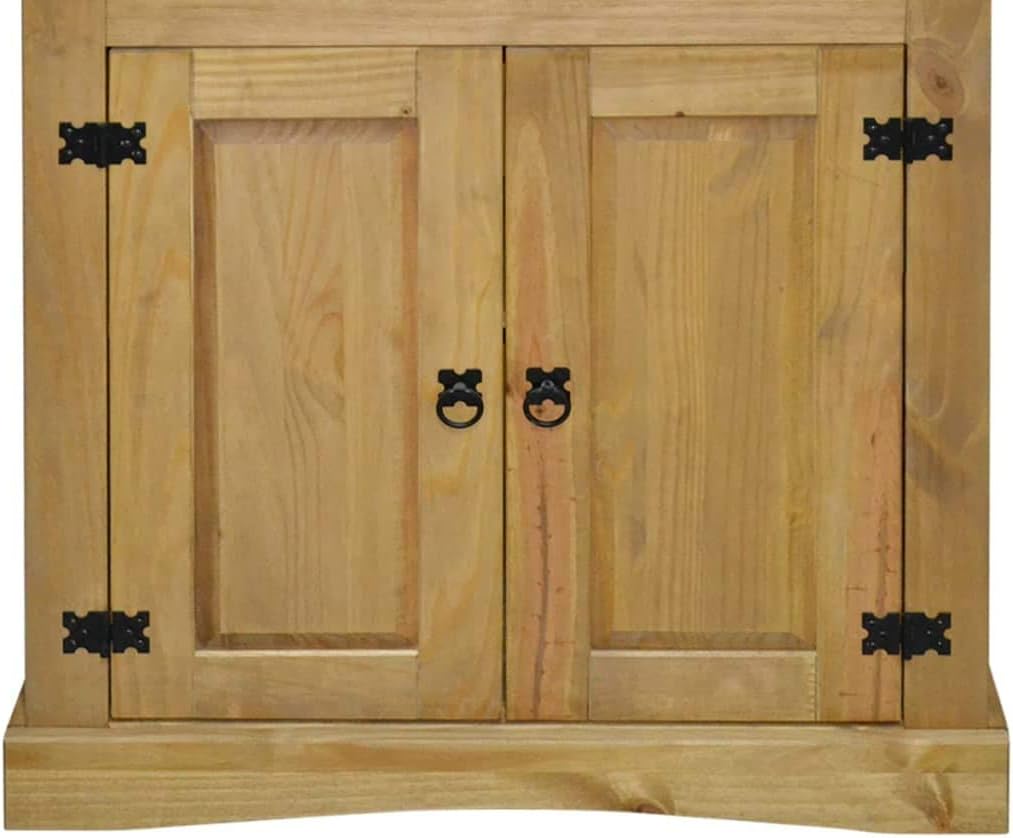 Mexican Pine Cupboard with 3 Open Shelves and 1 Cabinet with 2 Shelves, 31.5"x15.7"x66.9" U305