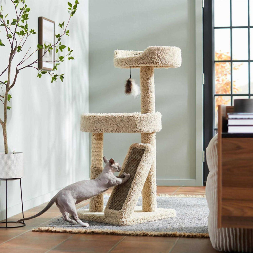 44-in Real Carpet Cat Tree with Replaceable Corrugate Scratcher H421