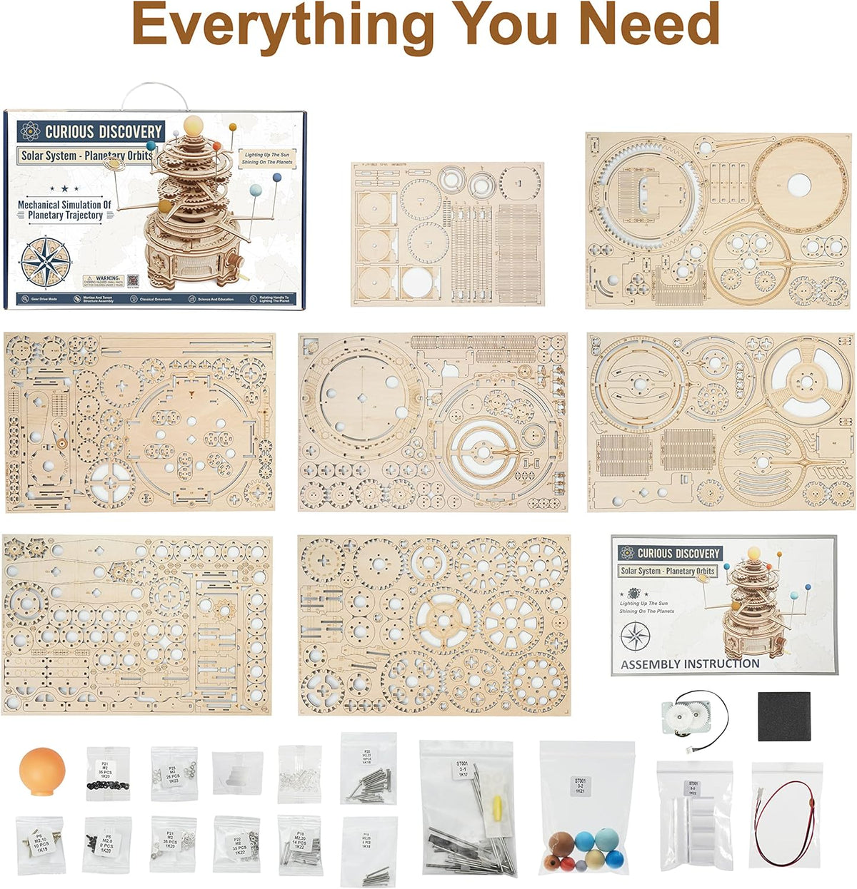 3D Wooden Puzzle Solar System Model Kit Mechanical Orrery Craft Kits Pack of 2 I993