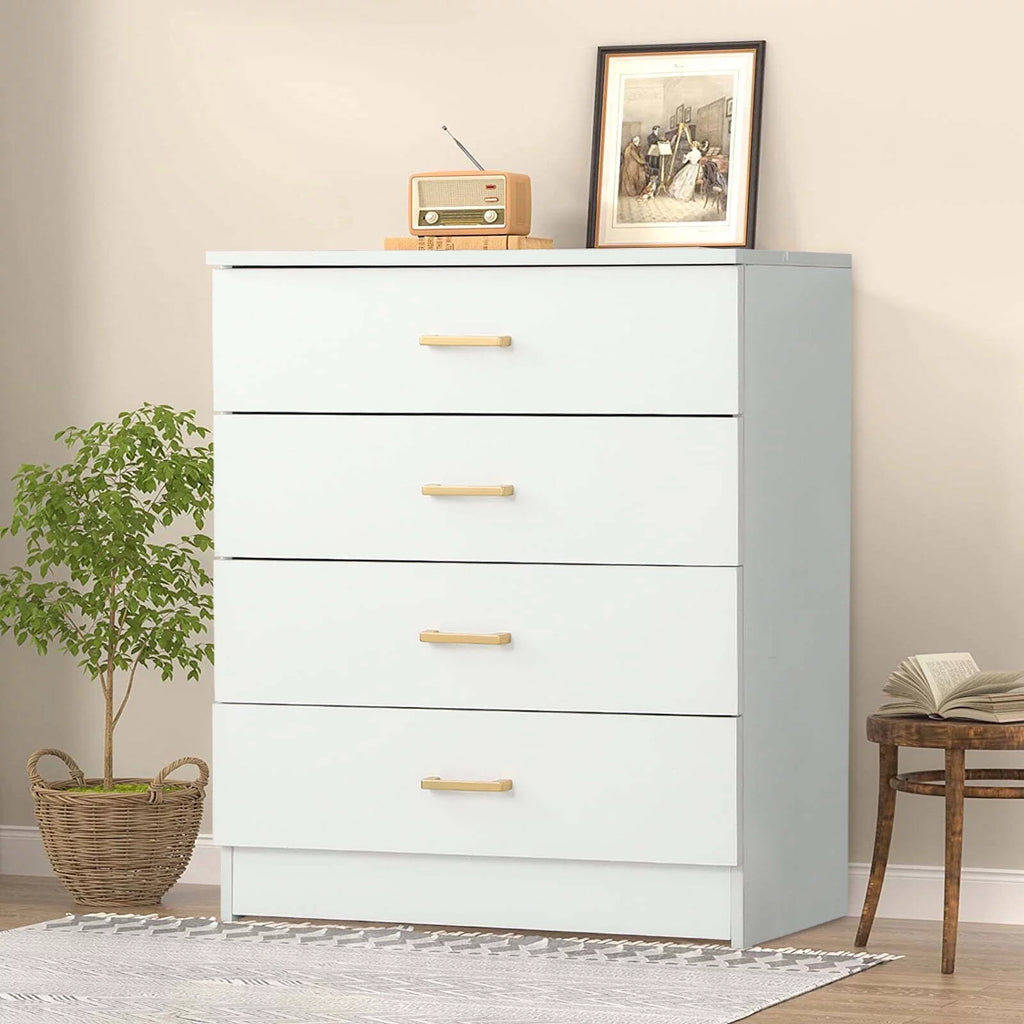 White 4-Drawer Wood Dresser N525