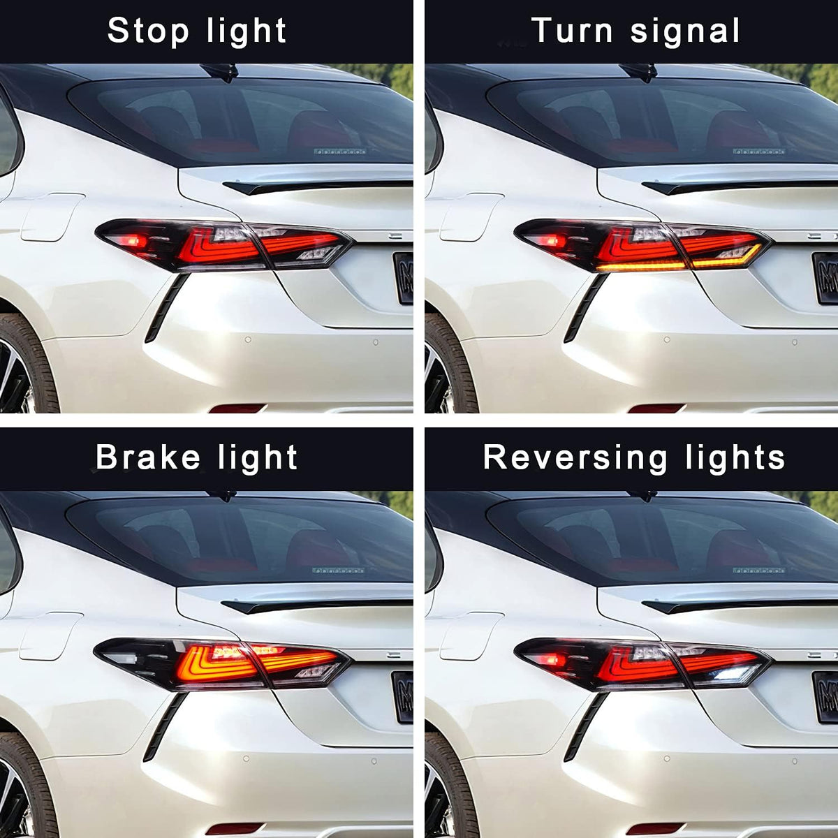Full LED Tail Lights Assembly for Toyota Camry 2018-2021, Sequential Turn Signal, Transparent, Pair R295999