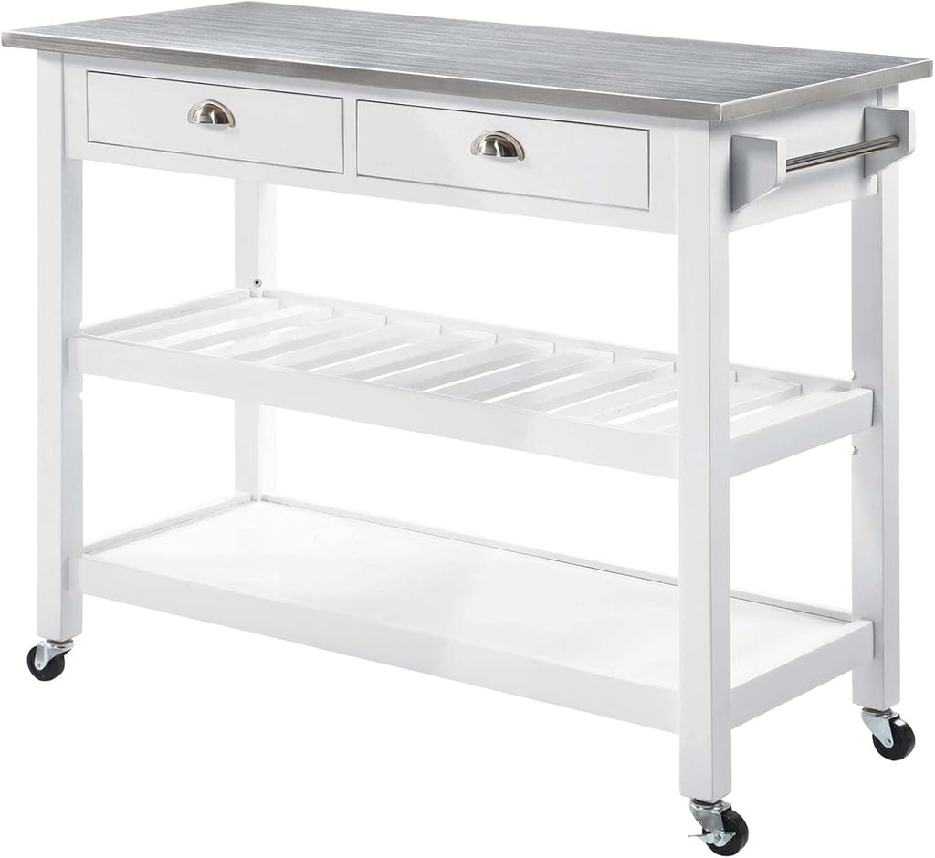 Black 3-Tier Stainless Steel Kitchen Cart with Drawers F929