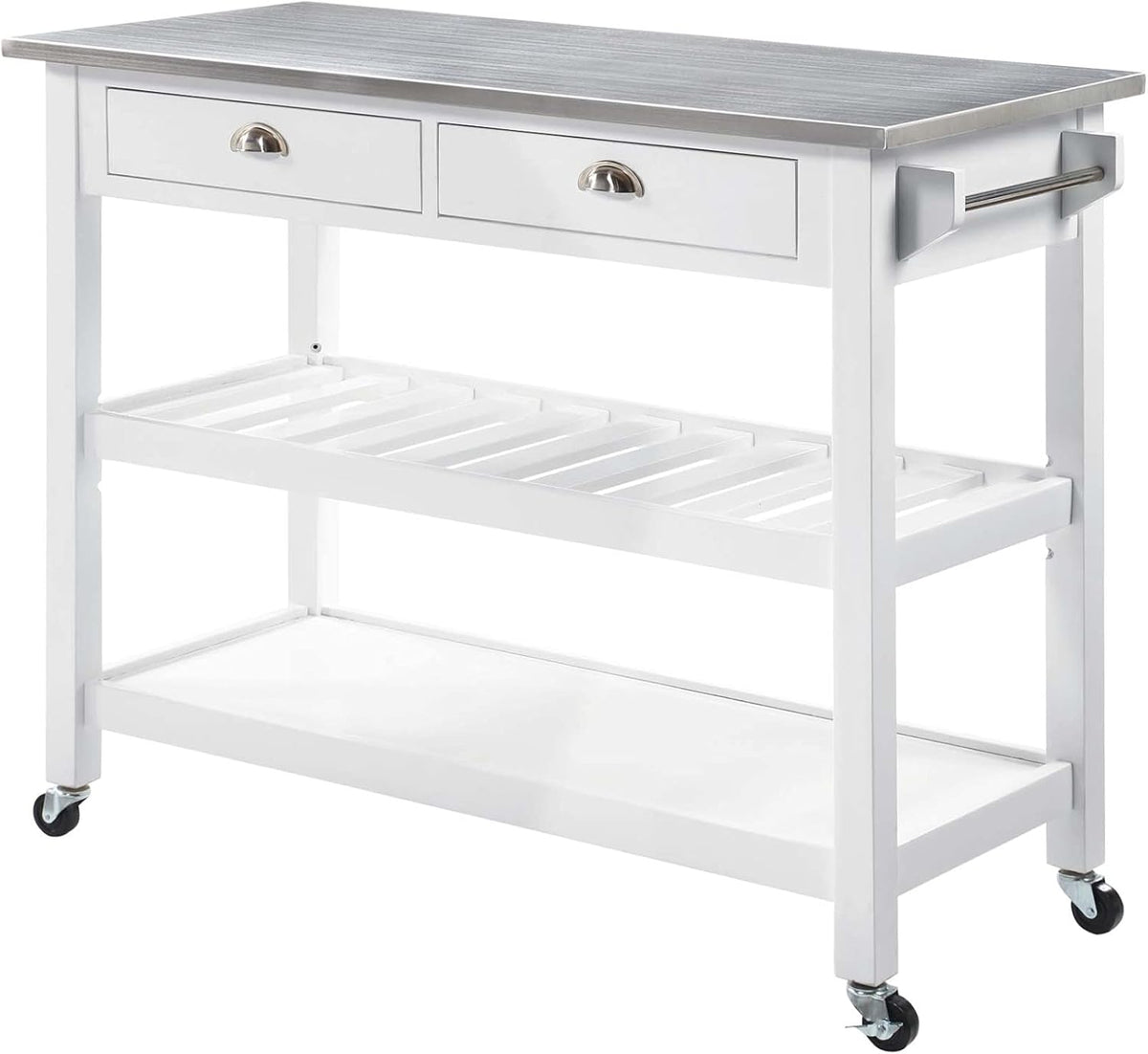 Black 3-Tier Stainless Steel Kitchen Cart with Drawers F929