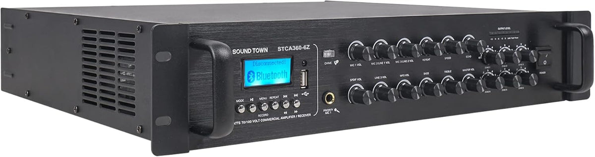 360W 6-Zone 70V/100V Commercial Power Amplifier with Bluetooth T1321