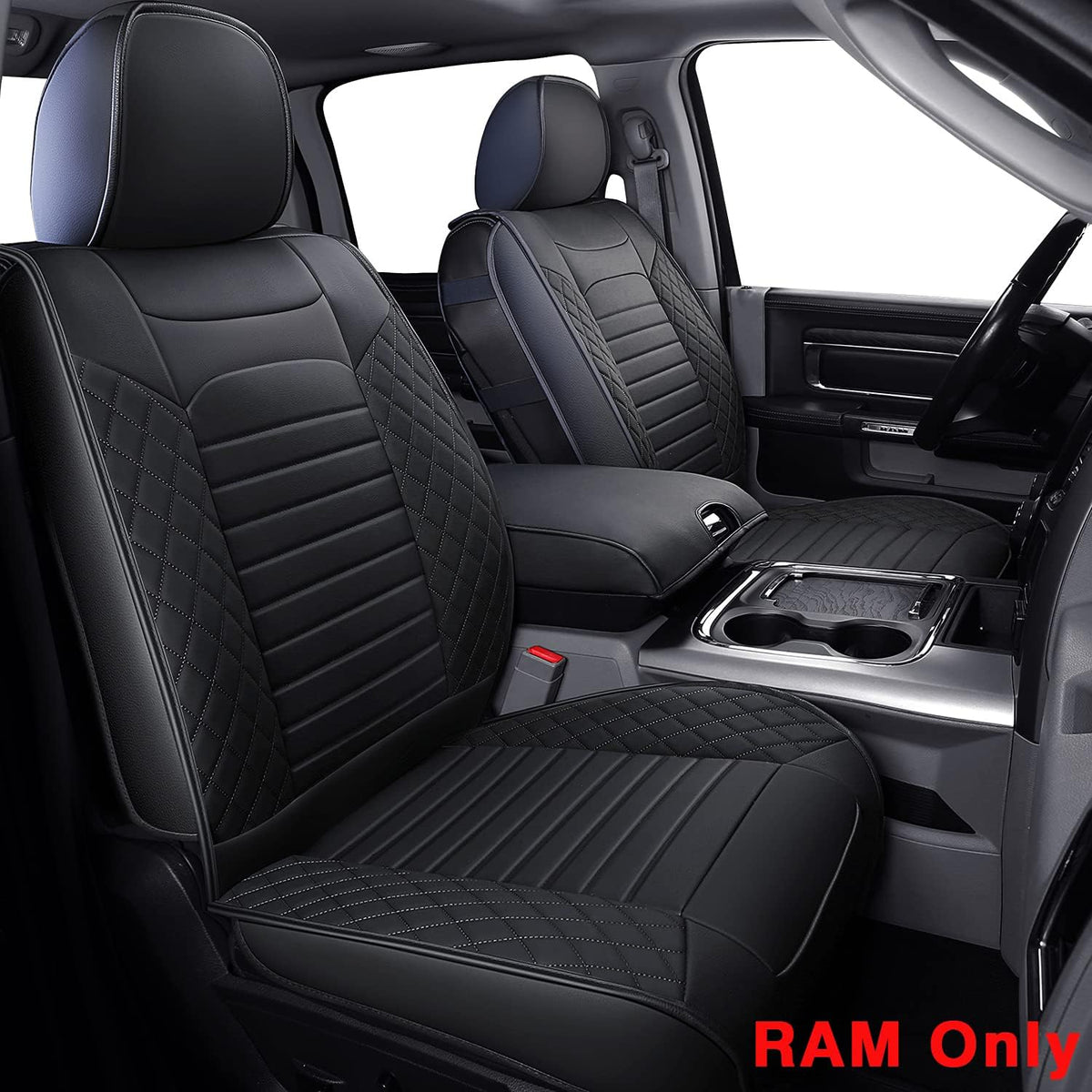 Black&Red Waterproof Faux Leather Full Set Seat Covers D1048