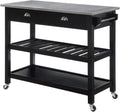 Black 3-Tier Stainless Steel Kitchen Cart with Drawers F929