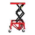 Hydraulic Motorcycle Lift Jack 350LBS, Foot Operated Scissor Lift Table, Heavy-Duty Steel Stand with Safety Lock & Wheels, Height Adjustable, Oil Drain Hole W873687