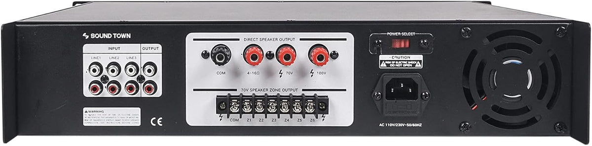360W 6-Zone 70V/100V Commercial Power Amplifier with Bluetooth T1321