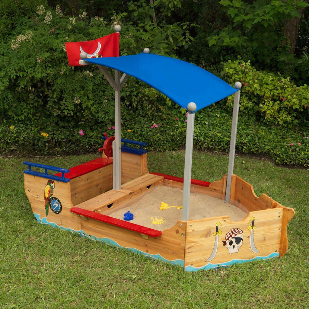 Wooden Pirate Sandbox with Canopy R31109