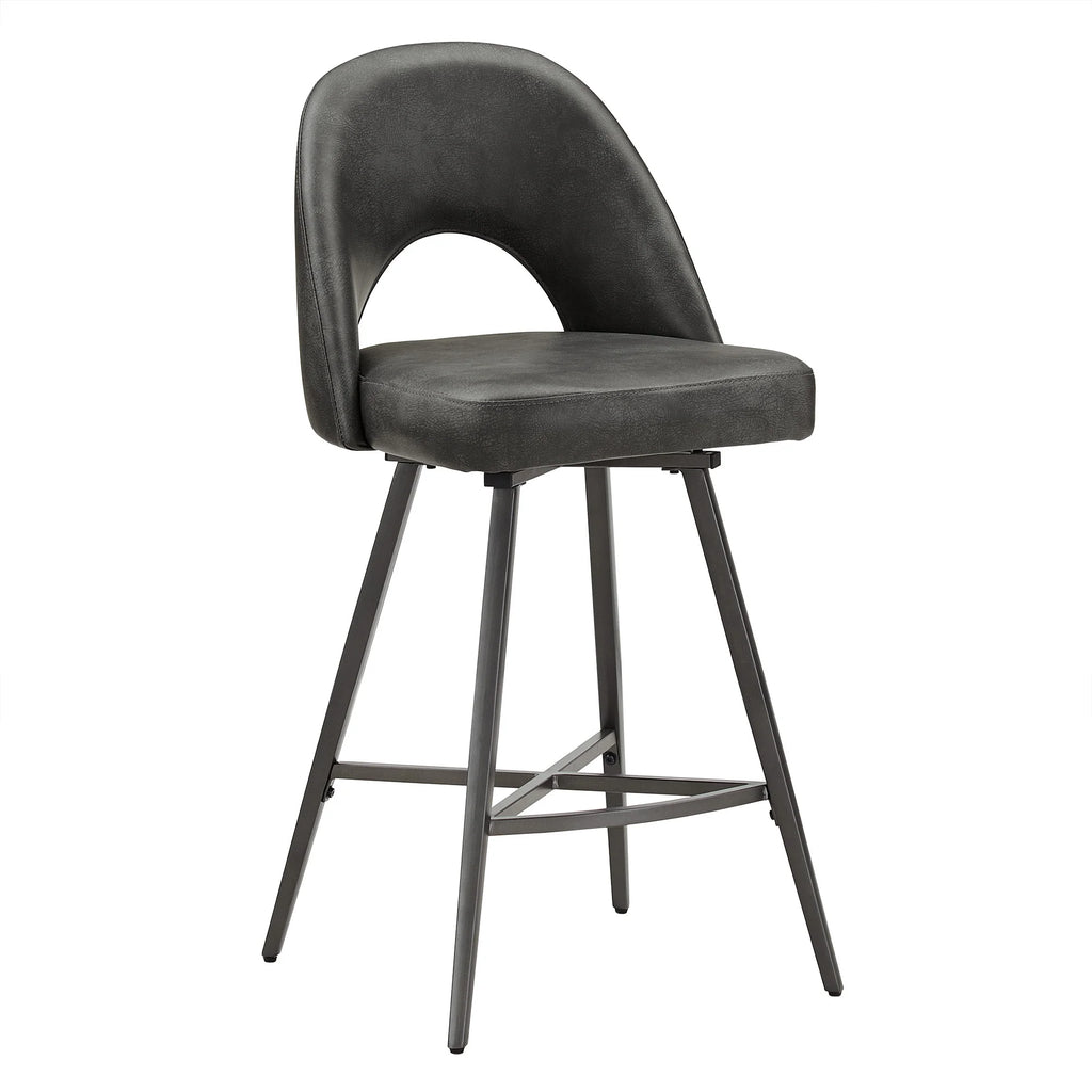 24" Metal Swivel Counter Stools, Set of 2, Dark Grey W2916
