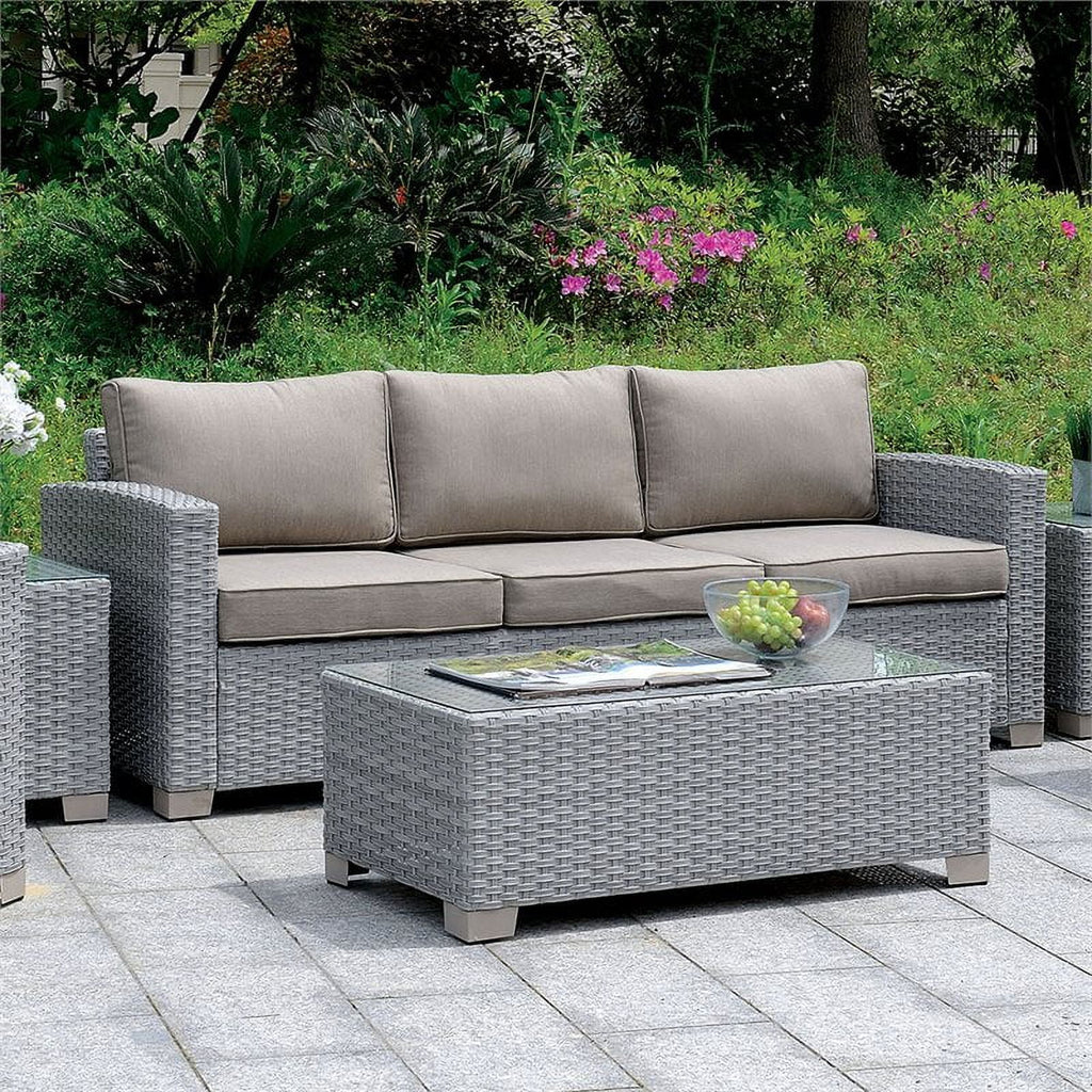 Gray Rattan Wicker Patio Sofa Z546243