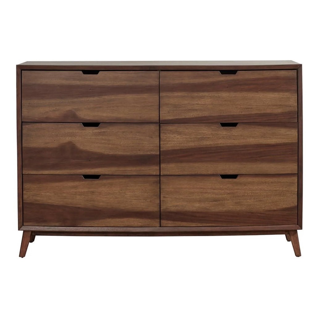 Caramel Brown Wood Double Drawer Dresser R5178