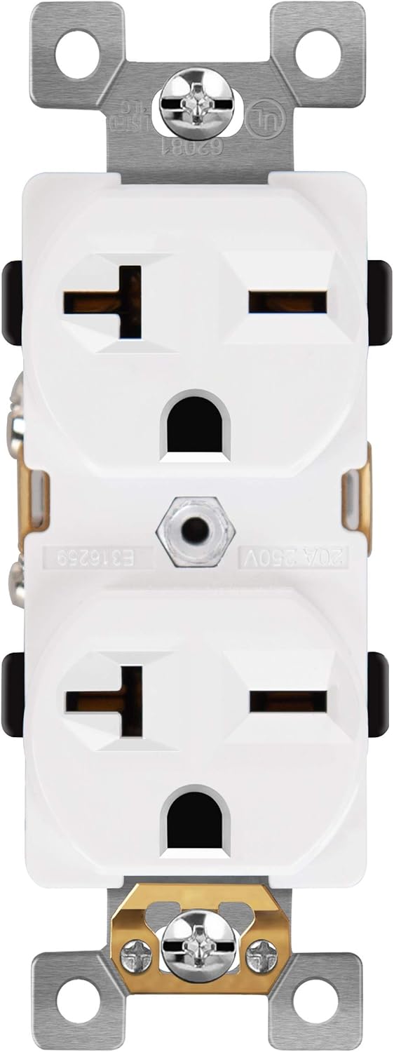 20 Amp 250V Duplex Receptacle, White, Pack of 2 R265231