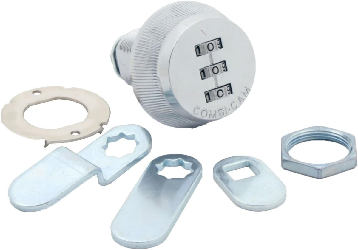Combination Cam Lock, 1-3/8 Chrome Finish, Pack of 2 T37081