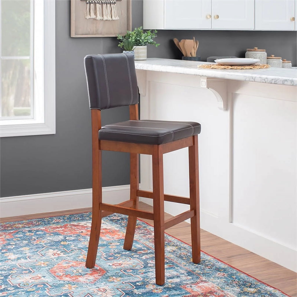 Faux Leather & Wood Bar Stool P946565