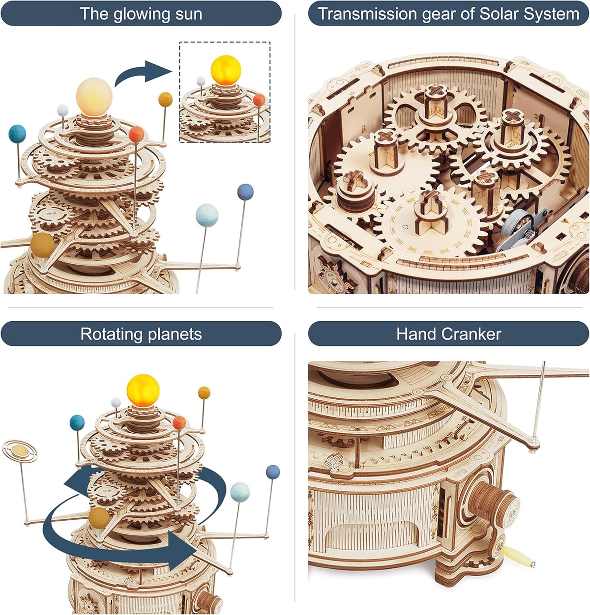 3D Wooden Puzzle Solar System Model Kit Mechanical Orrery Craft Kits Pack of 2 I993