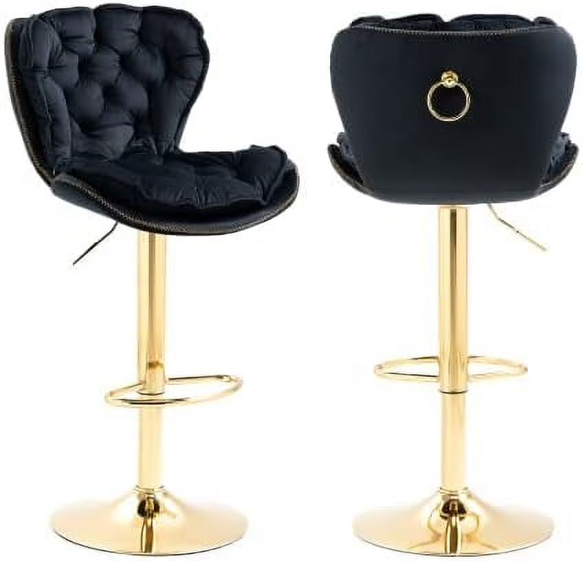 Rose Red Velvet Adjustable Counter Stools with Swivel Seat D39301