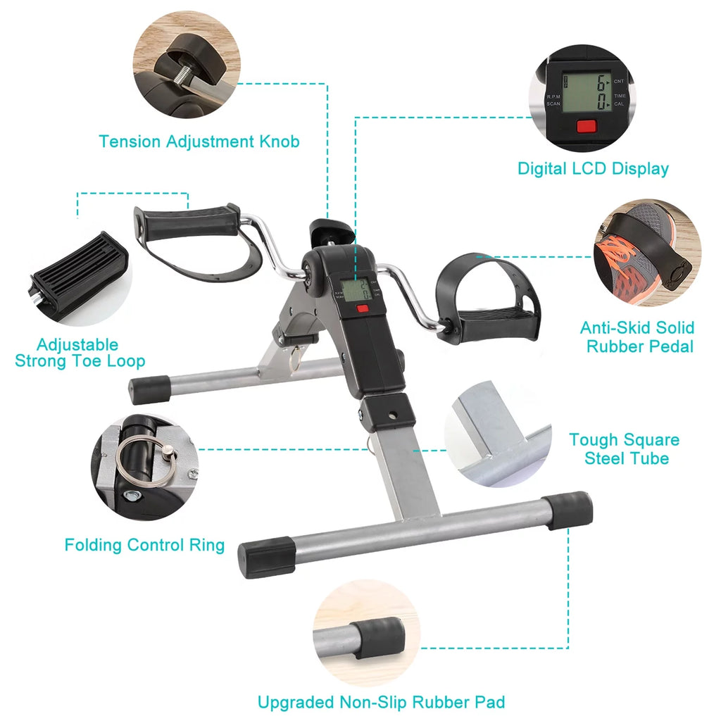 Folding Stationary Exercise Bike LCD Display Black G705563