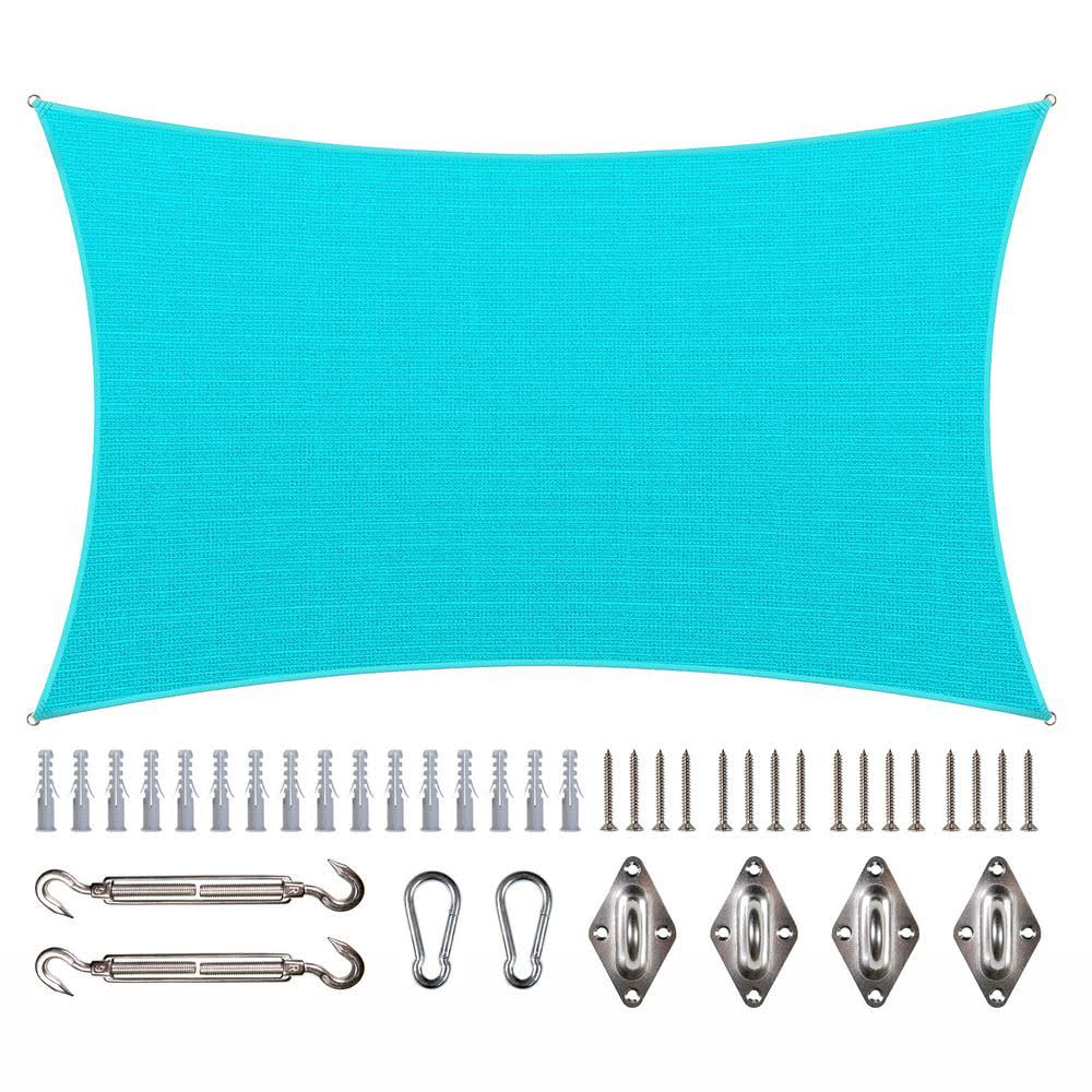 Turquoise Rectangle Sun Shade Sail with Rectangle Kit K84189