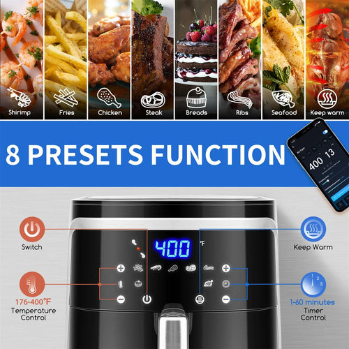 12-in-1 Smart WiFi Air Fryer 7.4 QT, Black C490869
