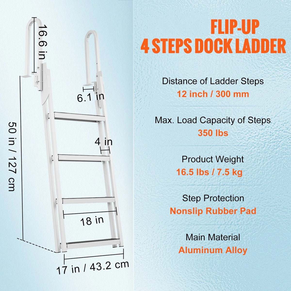 Aluminum 5 Steps Boat Dock Ladder Y2770