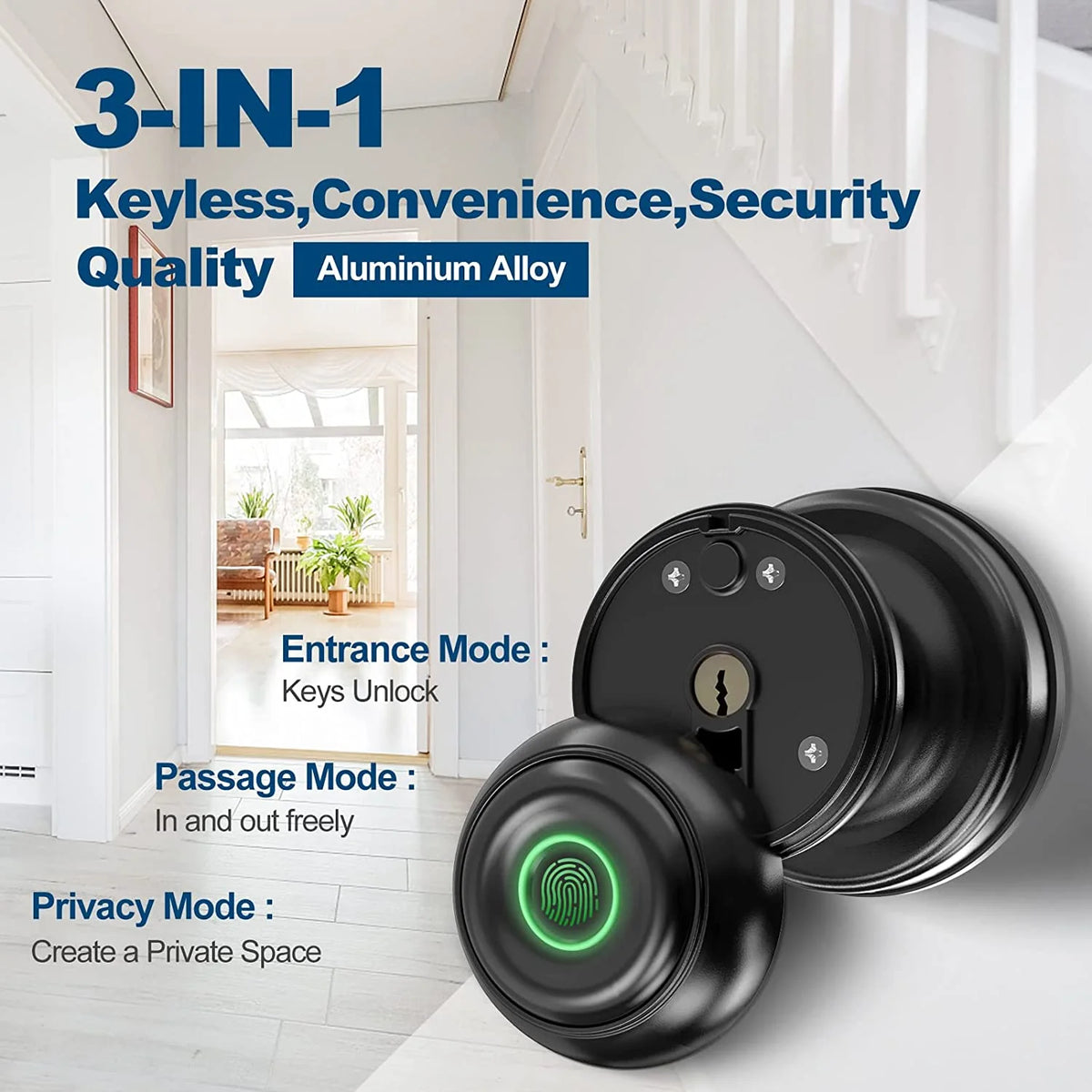 Smart Fingerprint Door Lock with App Control, Black Y5583