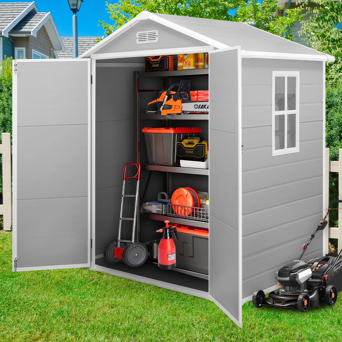 6' x 4.4' Plastic Outdoor Storage Shed with Reinforced Floor I6653