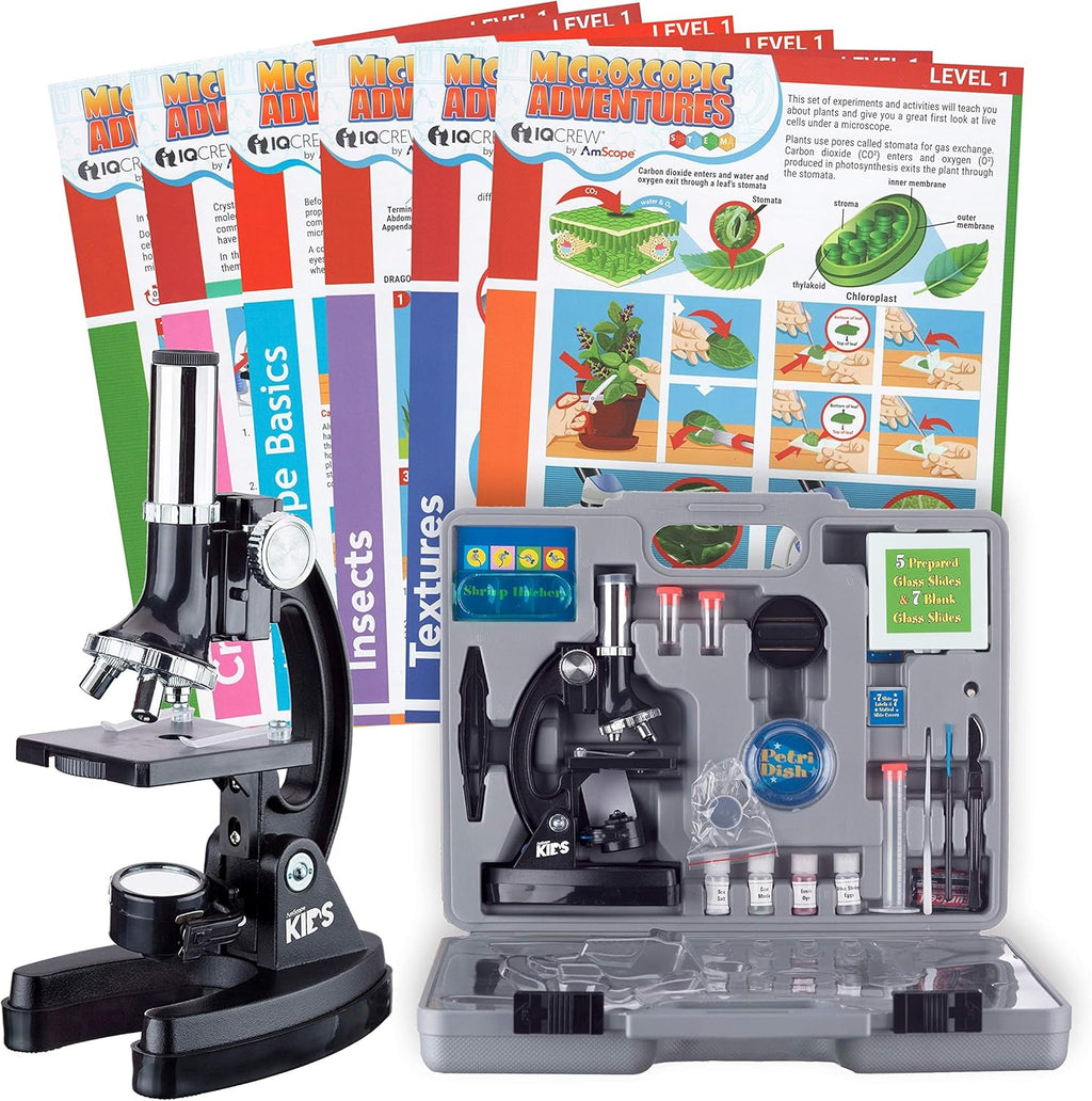 Kids Microscope Science Starter Kit with Set of 6 Experiment Cards C1043