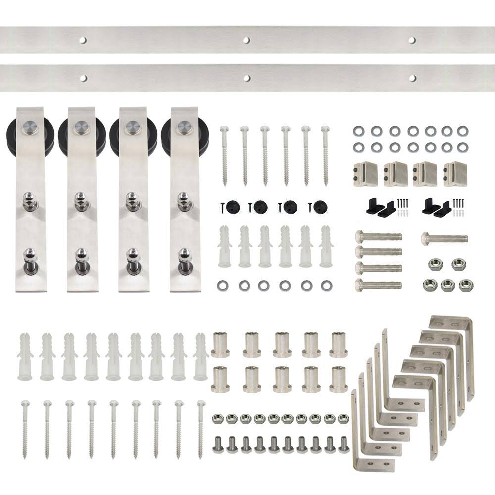 6 ft. Stainless Steel Sliding Bypass Barn Door Hardware Track Kit Q9675