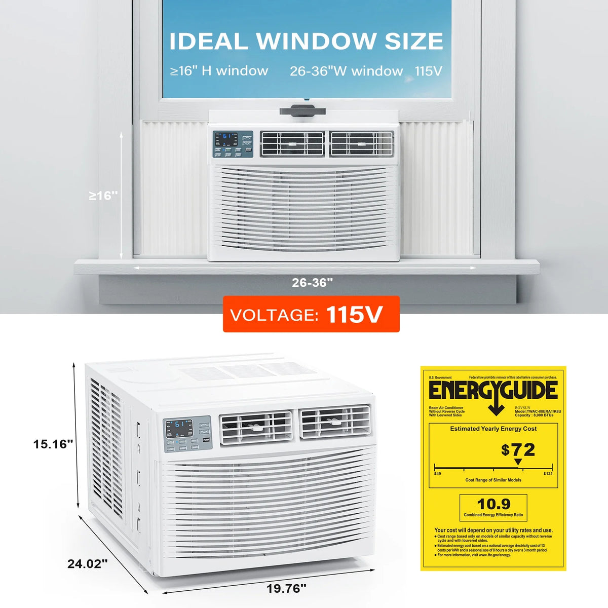 8000 BTU Window Air Conditioner with Heat P210