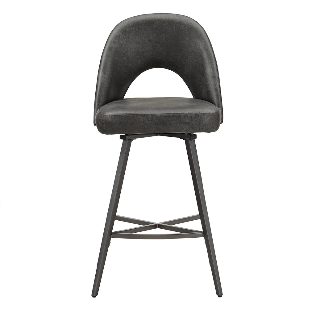 24" Metal Swivel Counter Stools, Set of 2, Dark Grey W2916