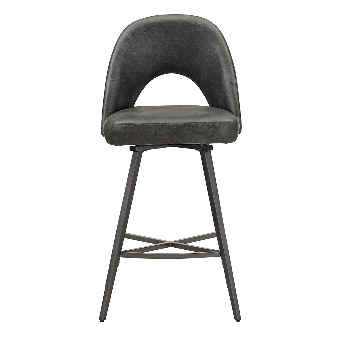 24" Metal Swivel Counter Stools, Set of 2, Dark Grey W2916