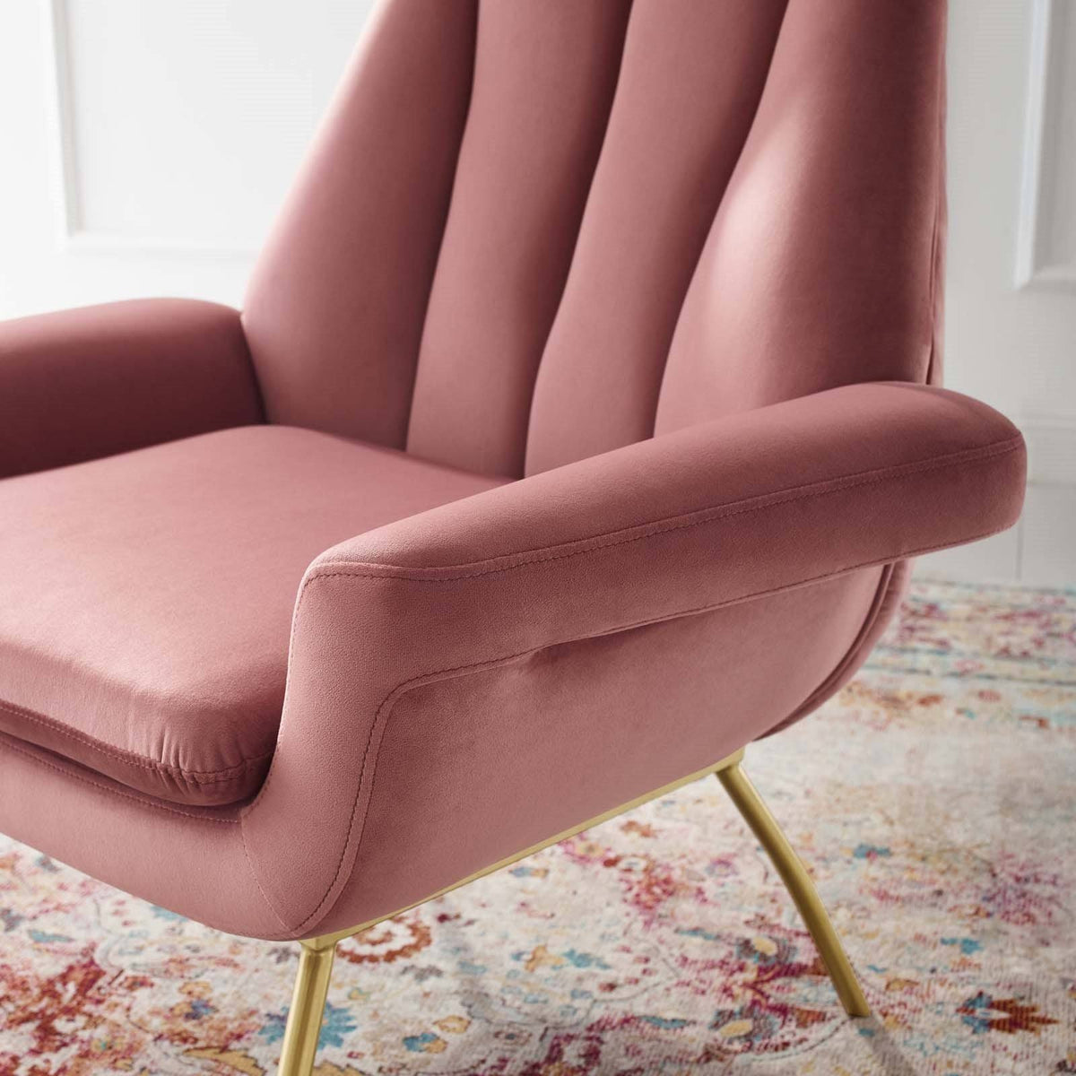 Dusty Rose Velvet Accent Armchair E458