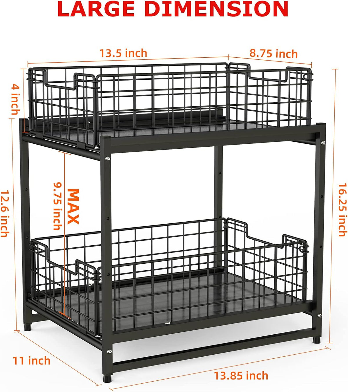 Black Under Sink Pull Out Organizer M233316
