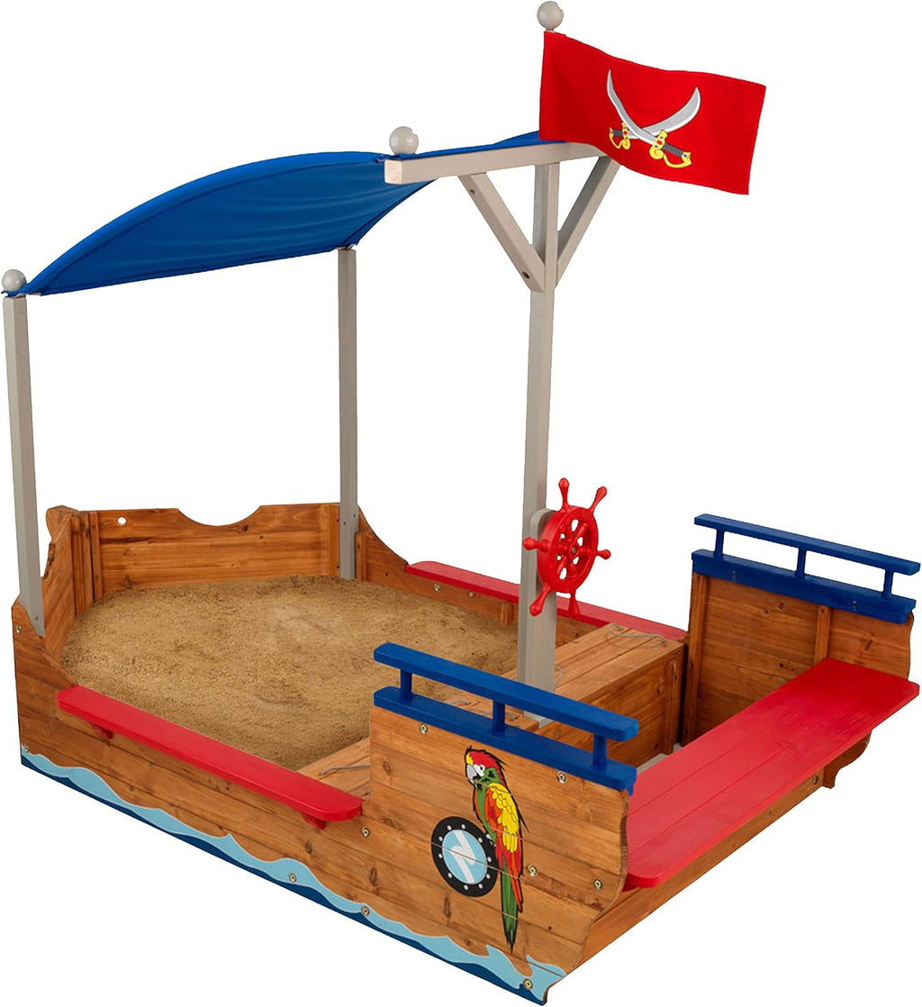 Wooden Pirate Sandbox with Canopy R31109