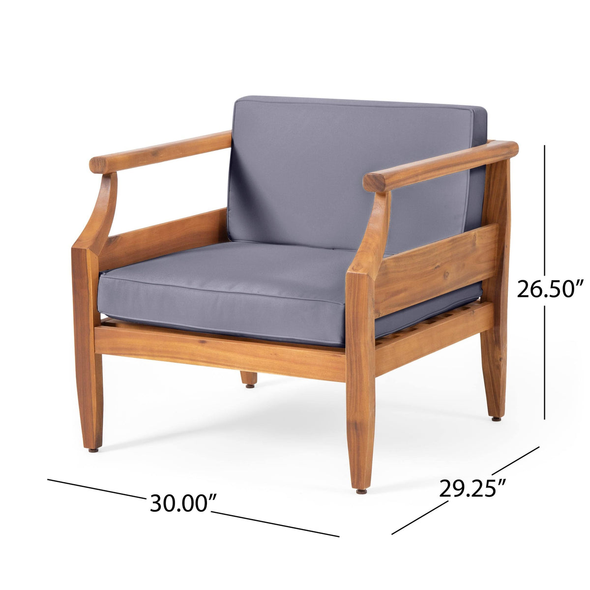 Acacia Wood Club Chair with Cushion Set of 4 N6575