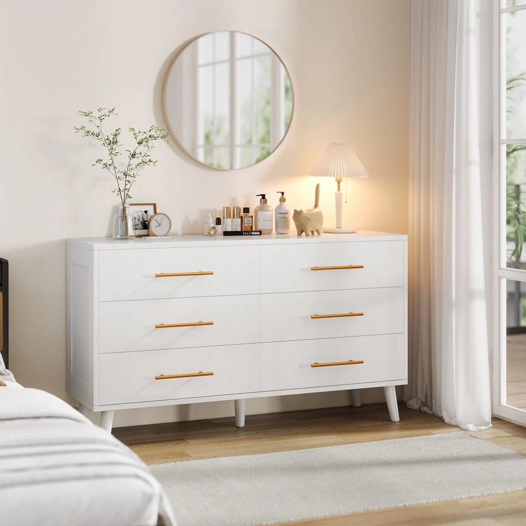White 6 Drawer Wood Dresser H4247