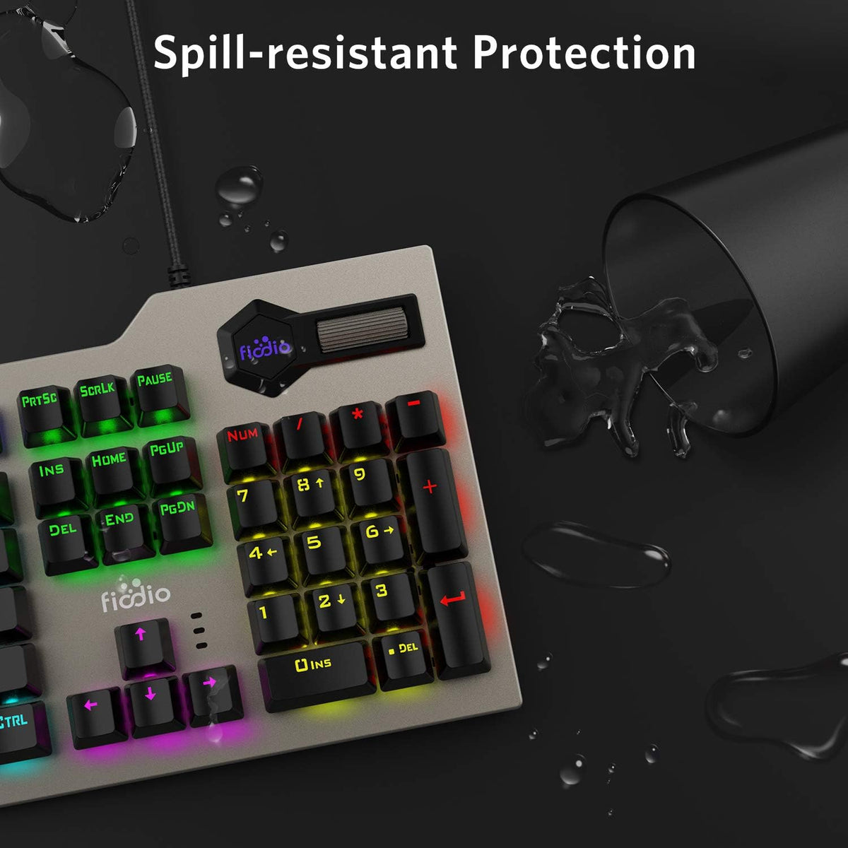 Wired RGB Rainbow Backlit Mechanical Keyboard with Blue Switches T195