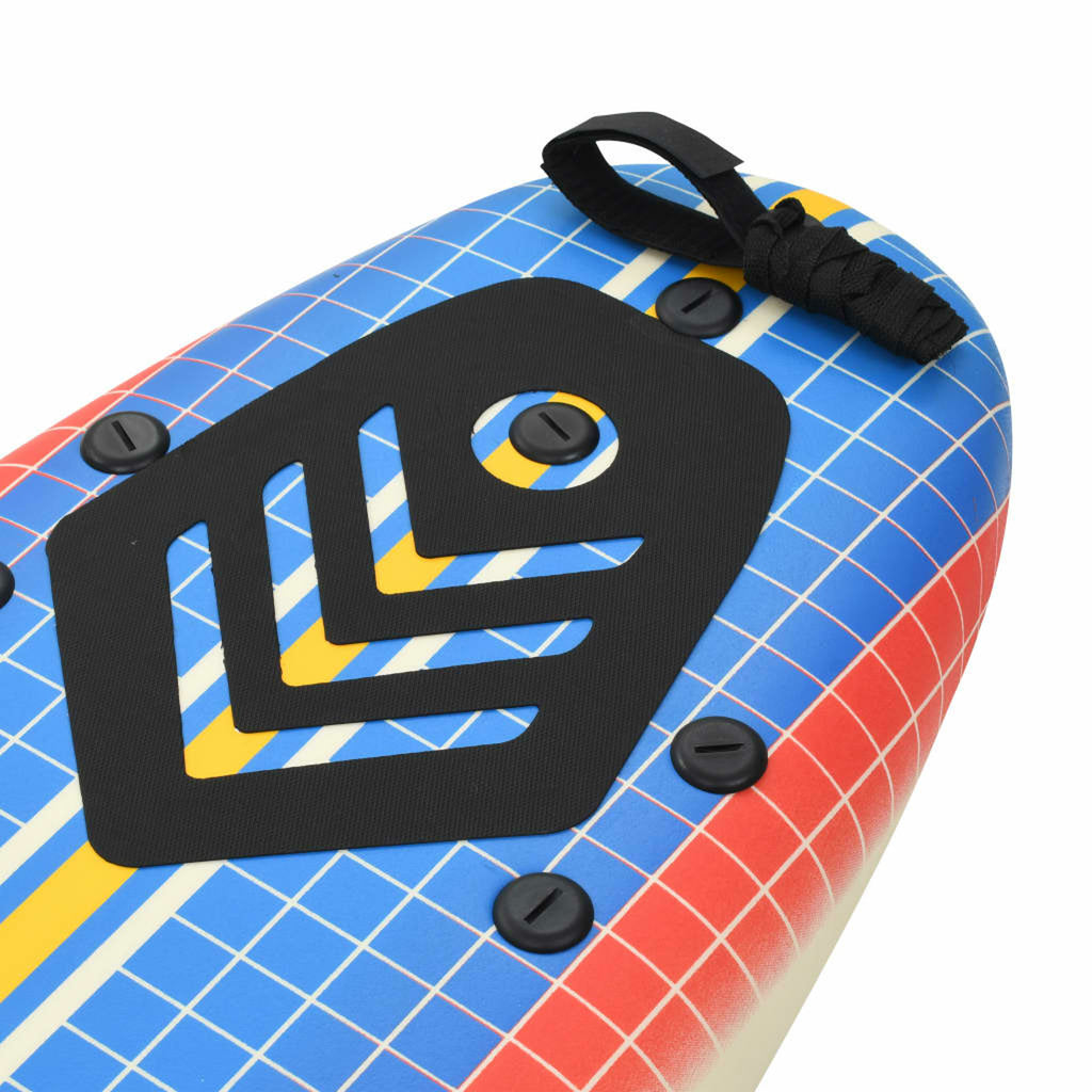 Surfboard with Leash and Plastic Fins 66.9 x 18.4 x 3.1 Inches J7118