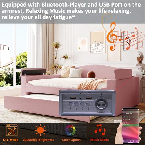 Beige Upholstered Daybed with 2 Storage Drawers F87292