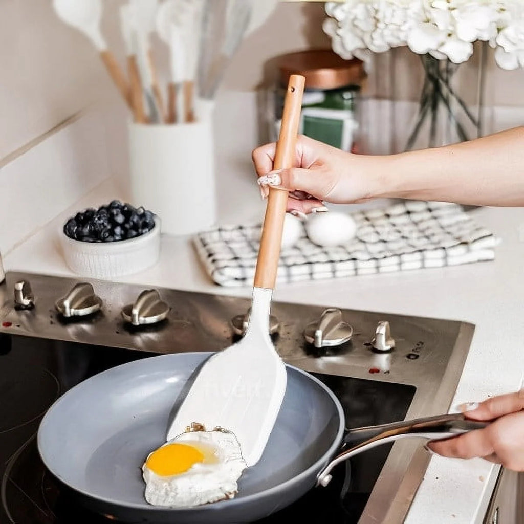 White 11 Pc Silicone Kitchen Utensils Set with Holder X32238